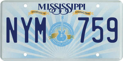 MS license plate NYM759