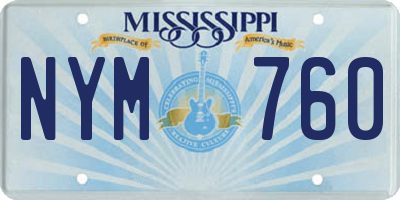 MS license plate NYM760