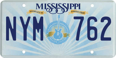 MS license plate NYM762