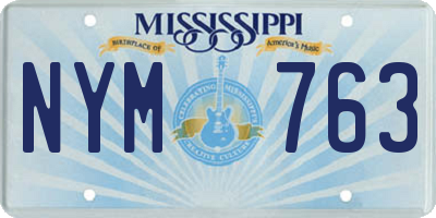 MS license plate NYM763