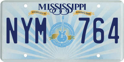 MS license plate NYM764