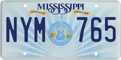MS license plate NYM765