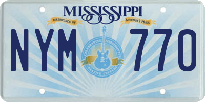 MS license plate NYM770