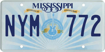 MS license plate NYM772