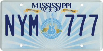 MS license plate NYM777