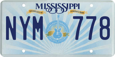 MS license plate NYM778