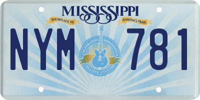 MS license plate NYM781