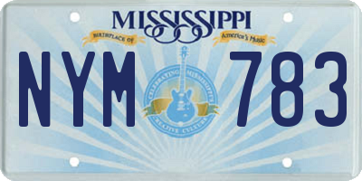MS license plate NYM783