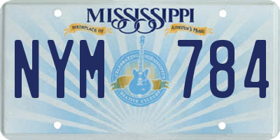 MS license plate NYM784