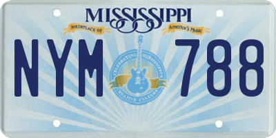MS license plate NYM788
