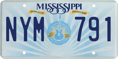 MS license plate NYM791