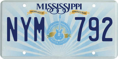 MS license plate NYM792