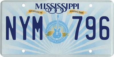 MS license plate NYM796