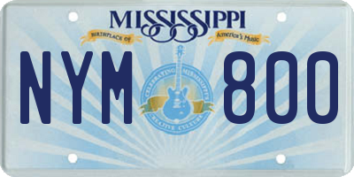 MS license plate NYM800