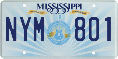 MS license plate NYM801