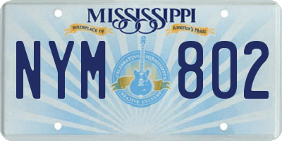 MS license plate NYM802
