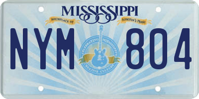 MS license plate NYM804