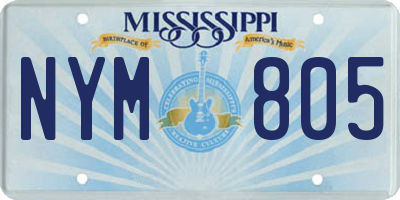 MS license plate NYM805