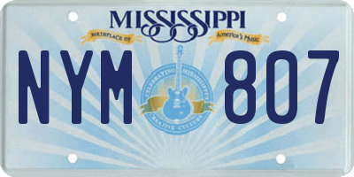 MS license plate NYM807