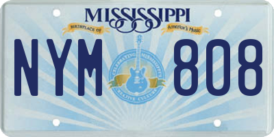 MS license plate NYM808