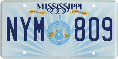 MS license plate NYM809
