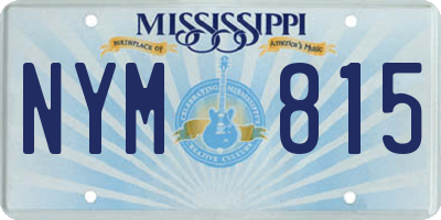 MS license plate NYM815