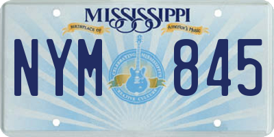 MS license plate NYM845