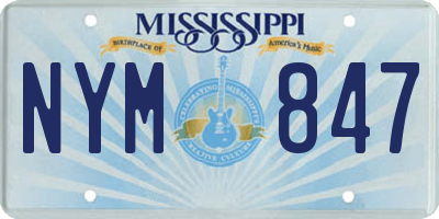 MS license plate NYM847