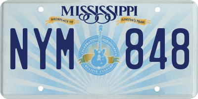 MS license plate NYM848