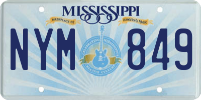 MS license plate NYM849