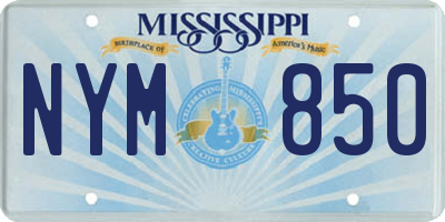 MS license plate NYM850