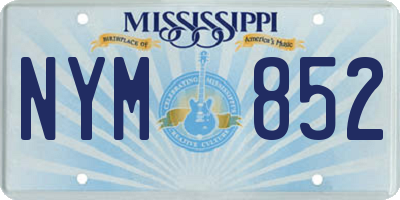 MS license plate NYM852