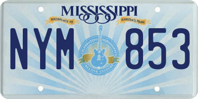 MS license plate NYM853