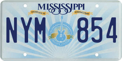 MS license plate NYM854