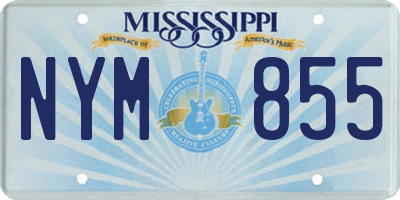 MS license plate NYM855