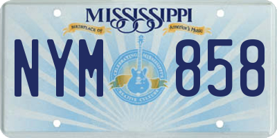 MS license plate NYM858