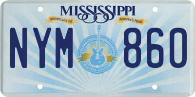 MS license plate NYM860