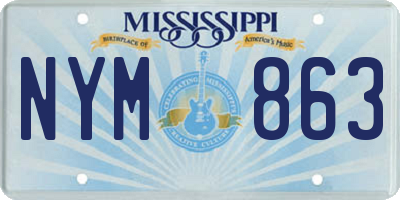 MS license plate NYM863