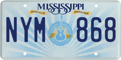 MS license plate NYM868