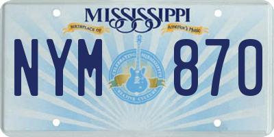 MS license plate NYM870