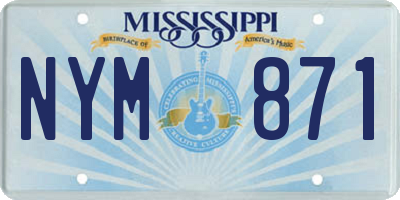 MS license plate NYM871