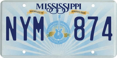 MS license plate NYM874