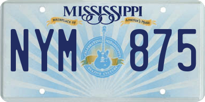 MS license plate NYM875