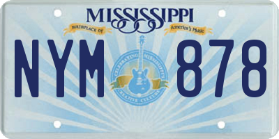 MS license plate NYM878