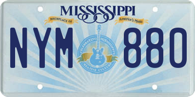MS license plate NYM880