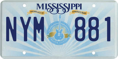 MS license plate NYM881
