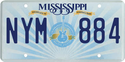 MS license plate NYM884