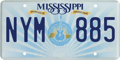 MS license plate NYM885