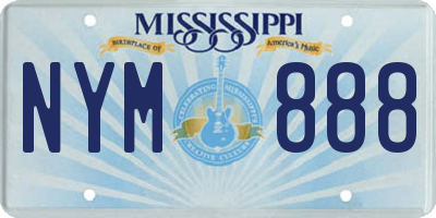 MS license plate NYM888