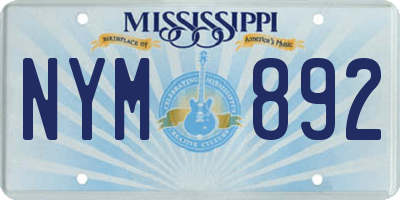MS license plate NYM892